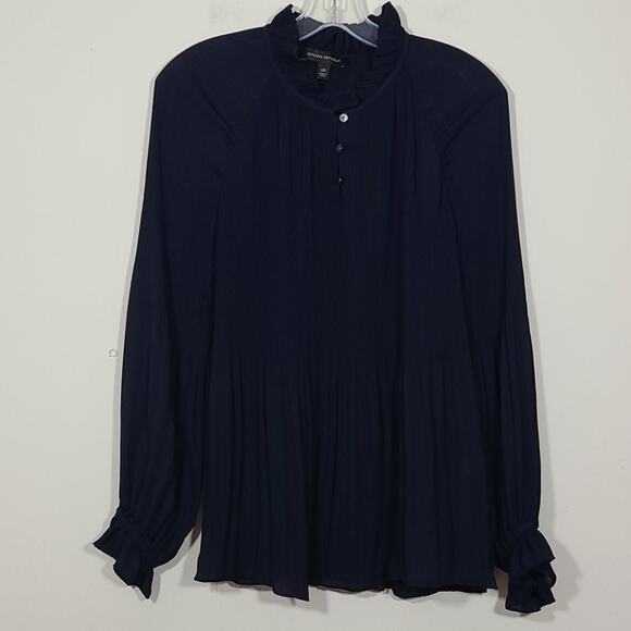 Banana Republic Pleasant Pleated Blouse Blue - Picture 1 of 8